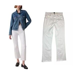 Gap Denim Ankle Flare Jeans  Women's Size 4t  White Distressed Denim  High Waist